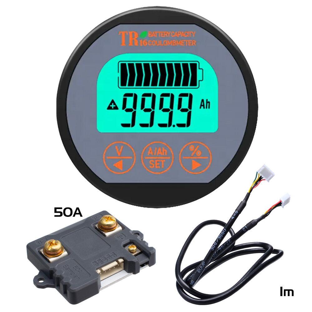 TR16H Coulometer DC8-120V Digital Battery Capacity Tester Waterproof Voltmeter