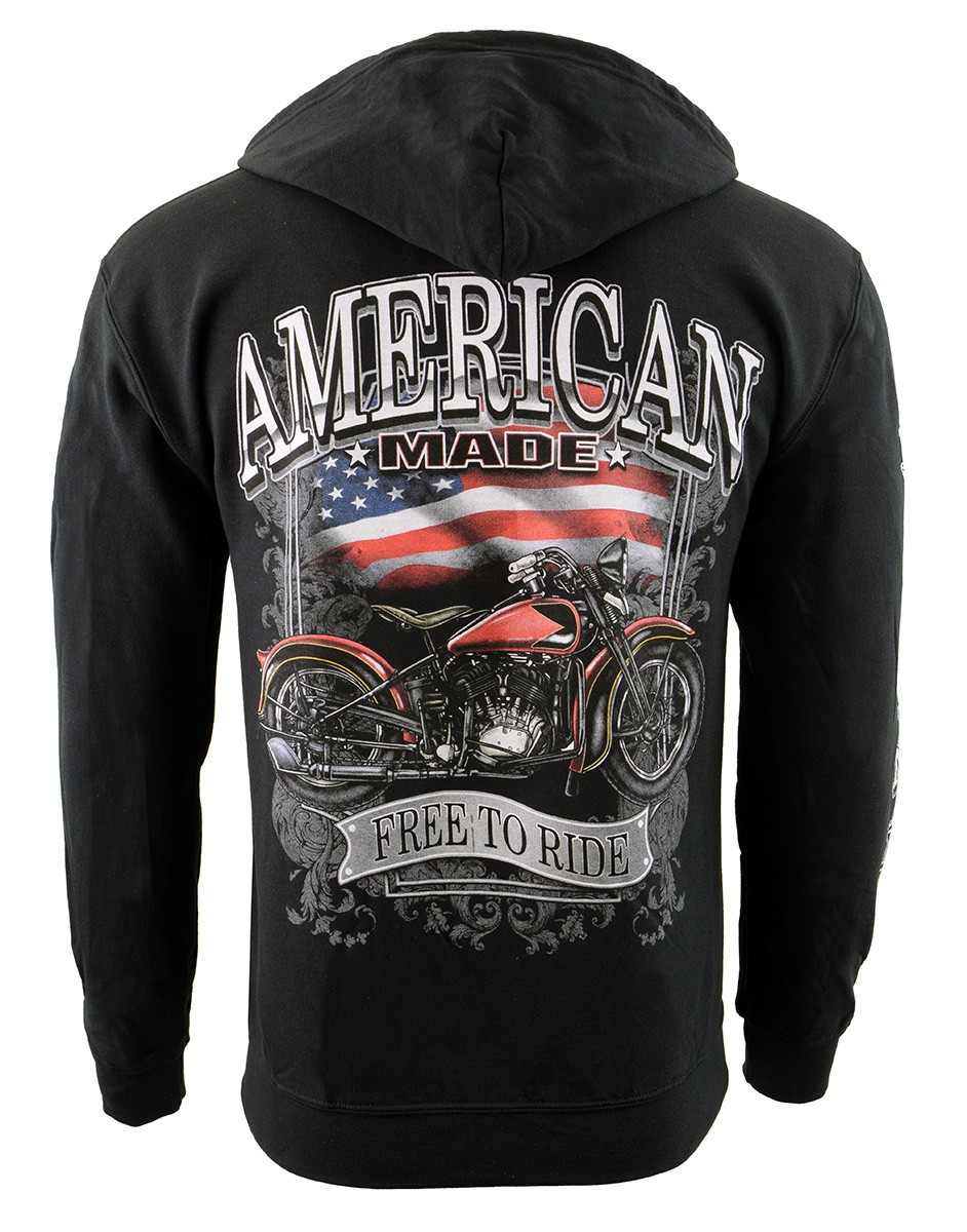 Biker Clothing Co. BCC118001 Men's Black 'American Made-Free To Ride' Motorcycle