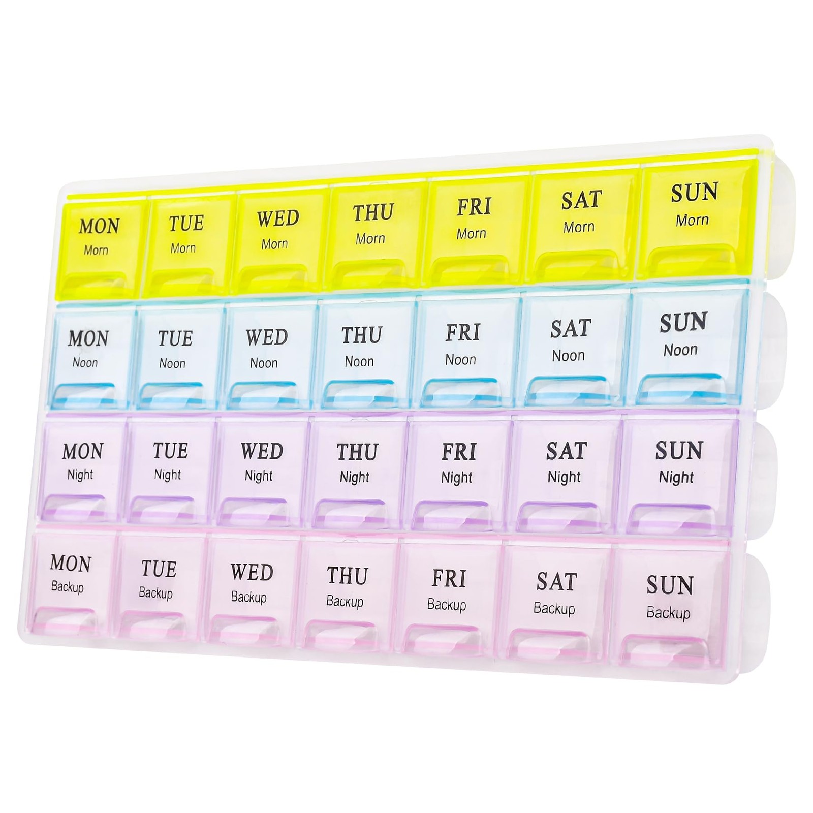 7-day weekly pill organizer, pillbox for 4 daily uses