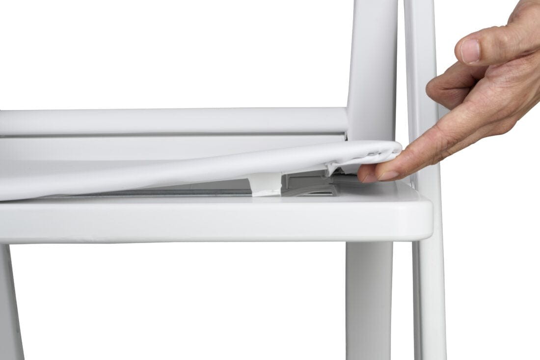 White SuperResin™ Folding Chair with Stainless Steel Hardware by Chivari