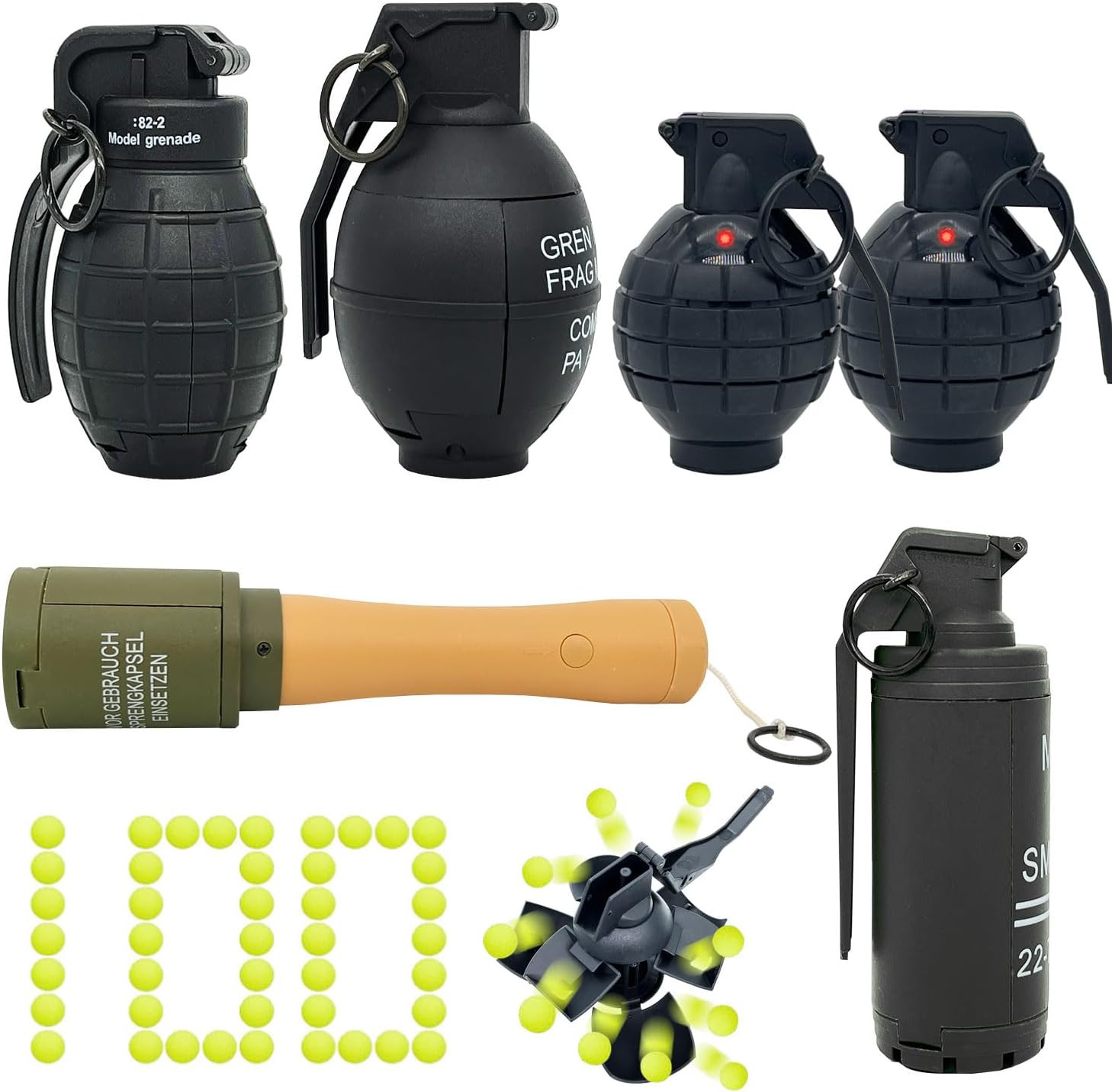 6Pcs Toy-Hand Grenade for CS Battle Game, with 100 Foam Ammo Tactical Cs-Grenade