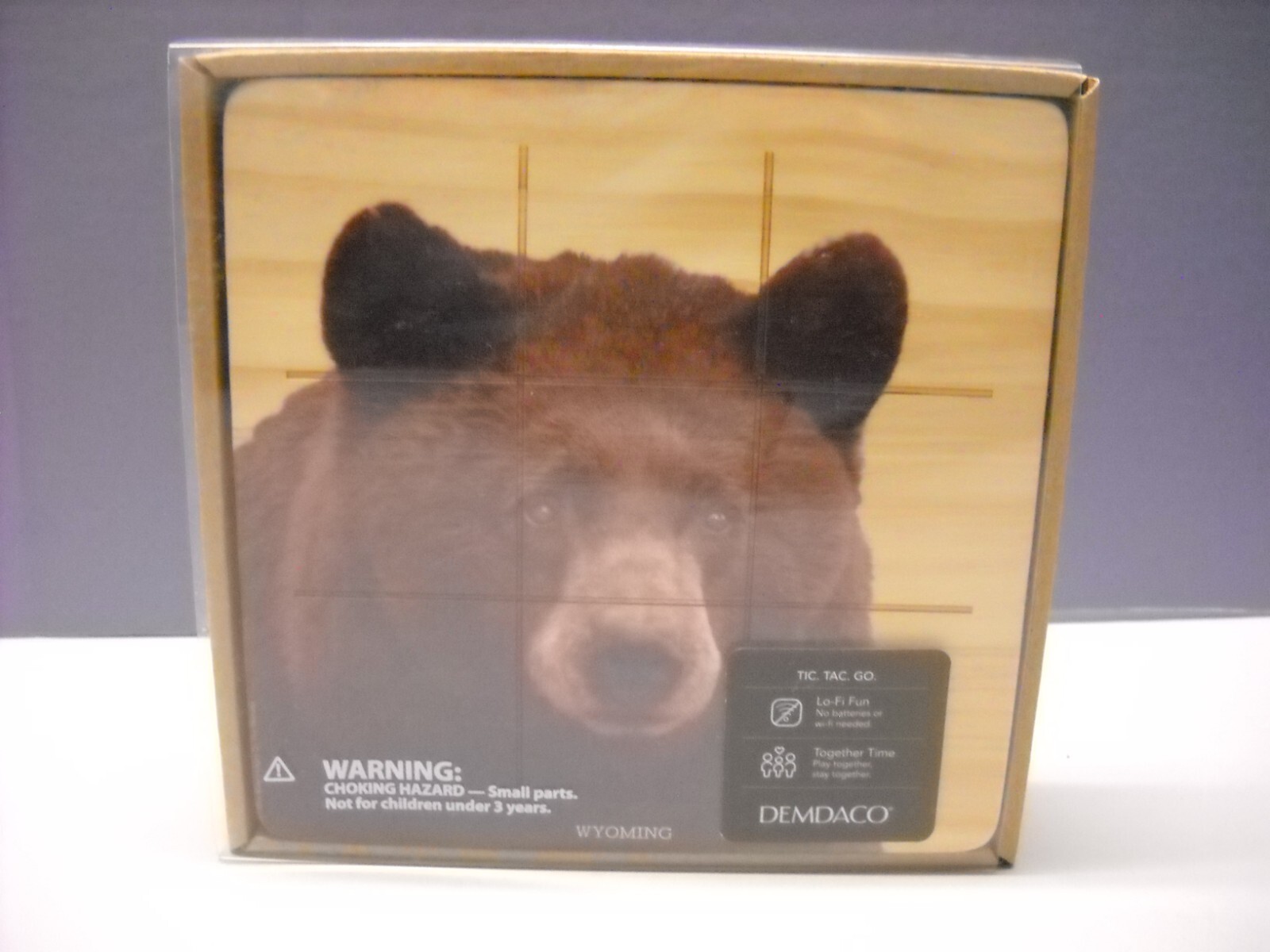 Demdaco Brown Grizzly  Bear Art Tic Tac Toe Board Game Camping RVing Cabin Lake