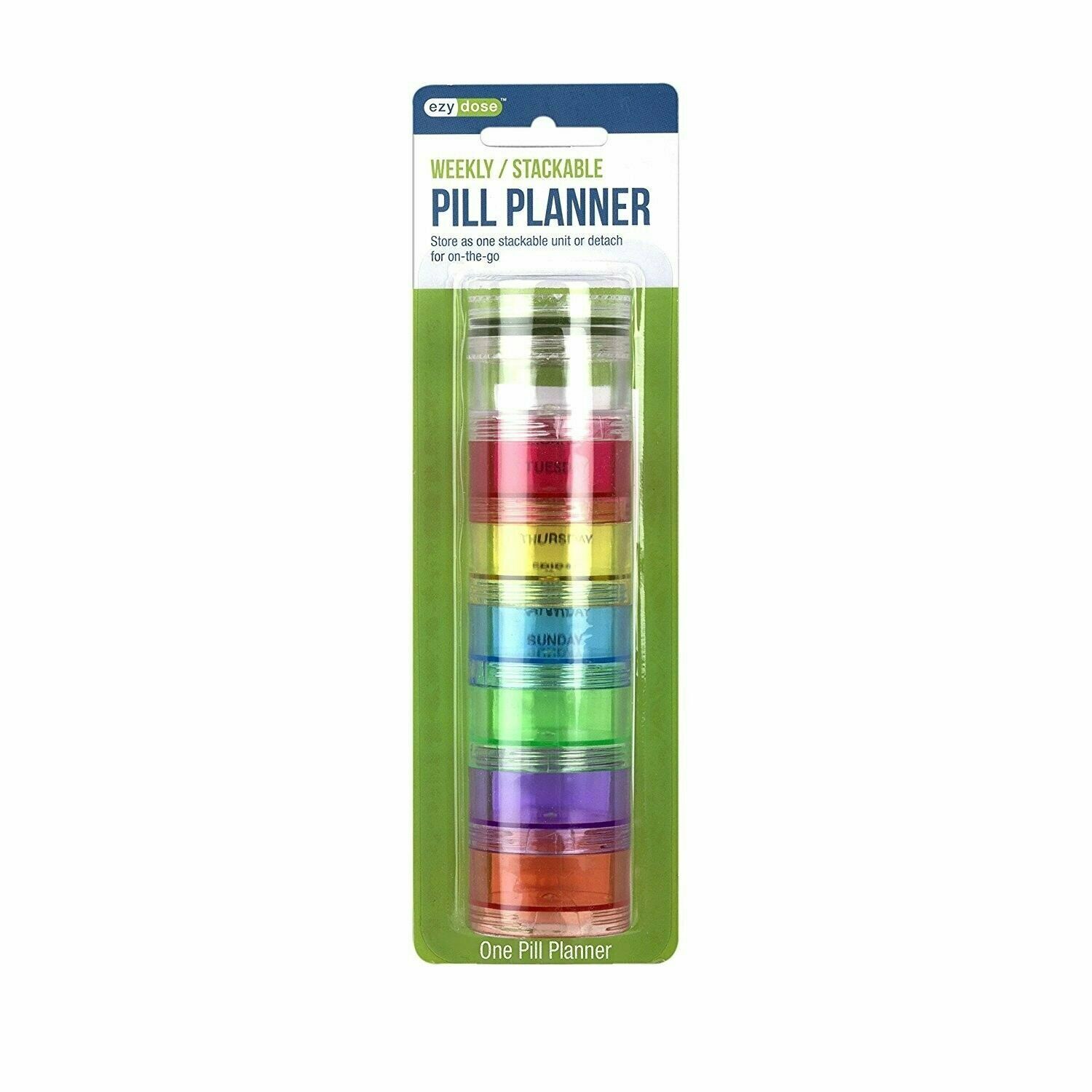 Ezy Dose Weekly Pill Planner Stackable and Detachable Unit Multi-Colored 1 Count