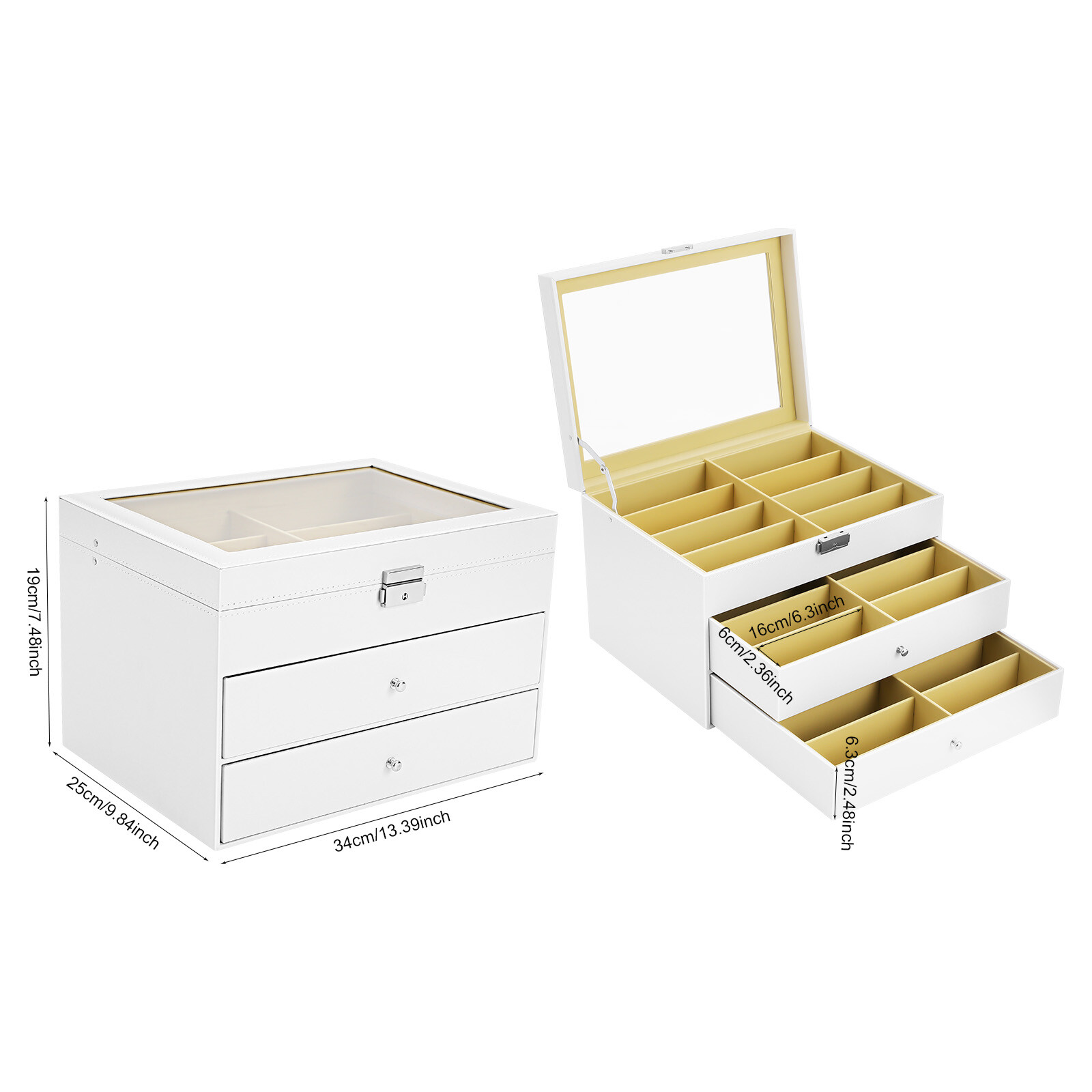 24 Slots Glasses Box Display Storage Case Organizer PU For Sunglasses White