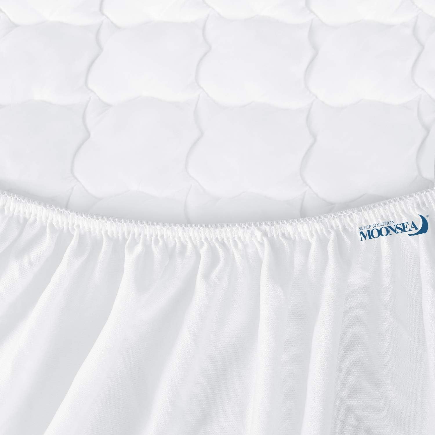 Queen Mattress Pad Thick Quilted Topper, Air Queen, White