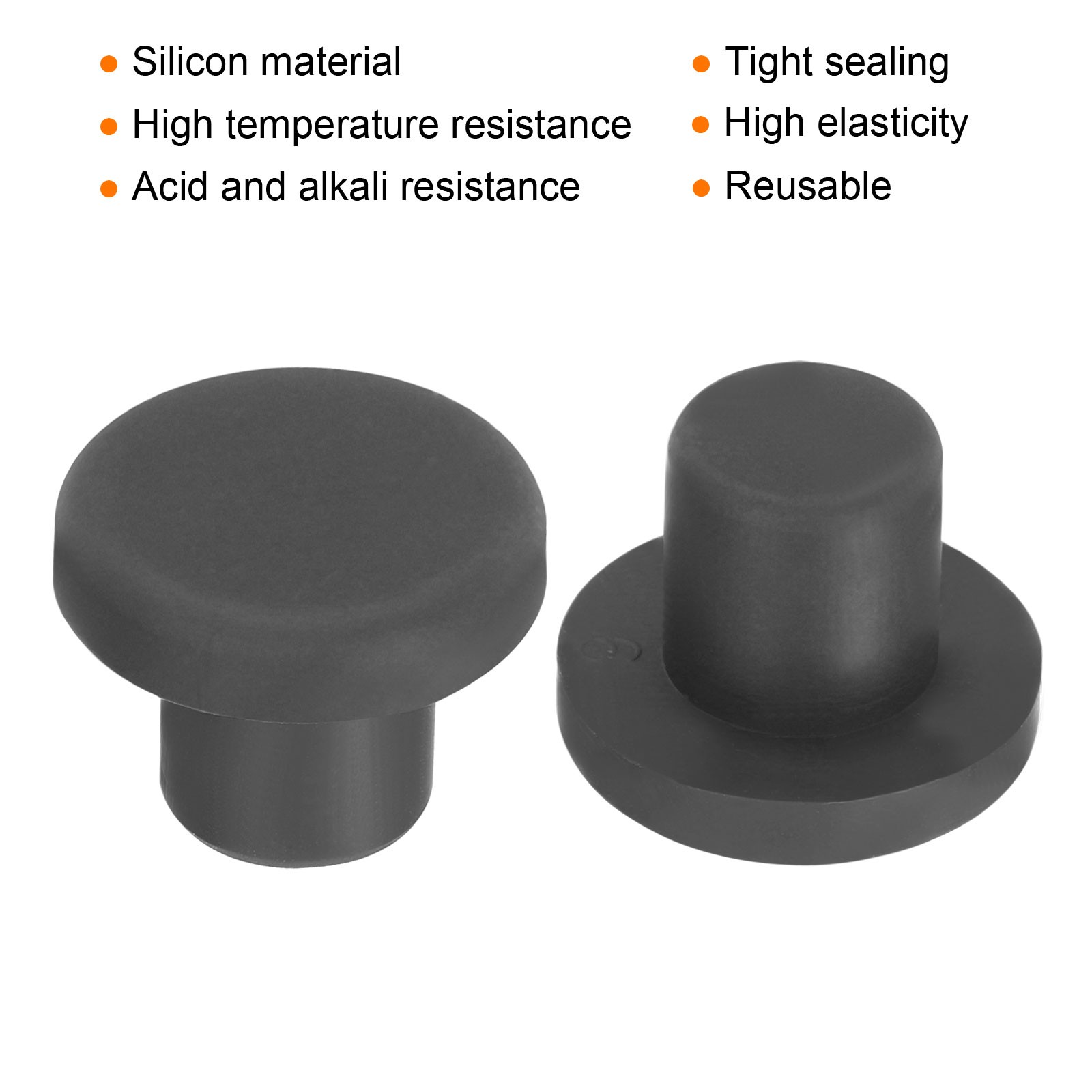 20pcs High Temp Silicone Plug T Shaped Solid Silicon Stopper Black 16x9x9mm