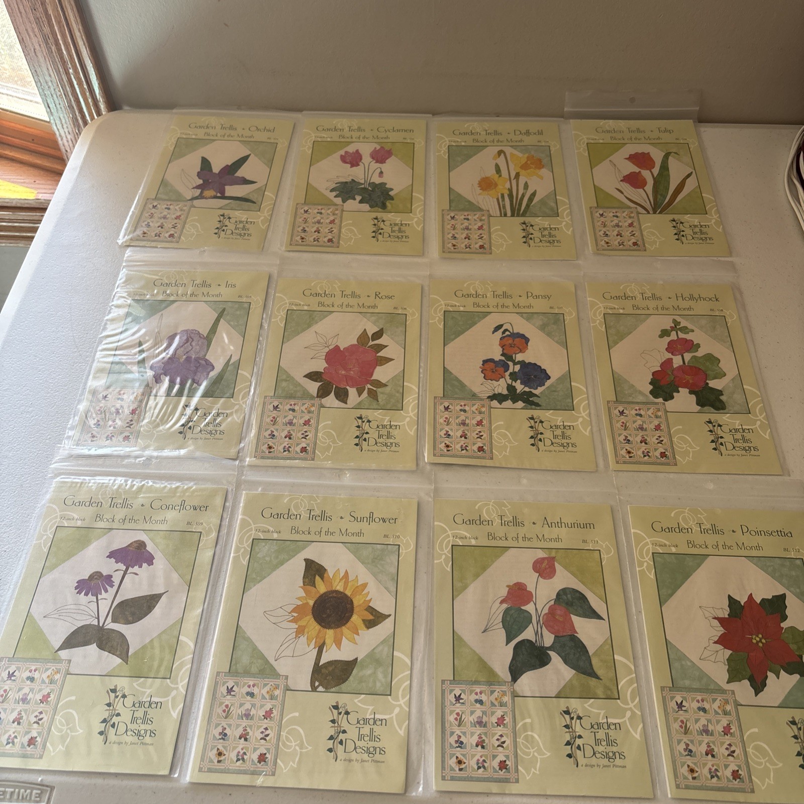GARDEN TRELLIS DESIGNS Block of the Month 12 Blocks Quilt Pattern BL 501-512 NEW