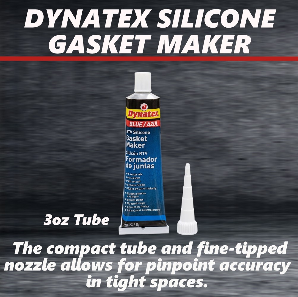Dynatex Blue RTV Gasket Maker 3oz Tube Sensor Safe, Gear Oil Resistant(3-Pack)