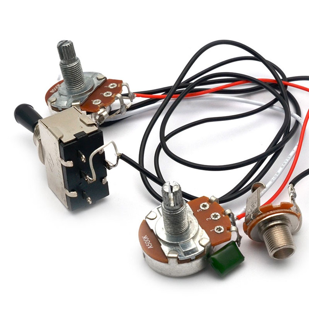 6.35mm Jack Electric Guitar Wiring Harness Kit with 1V/1T 3-way & Lift Switch