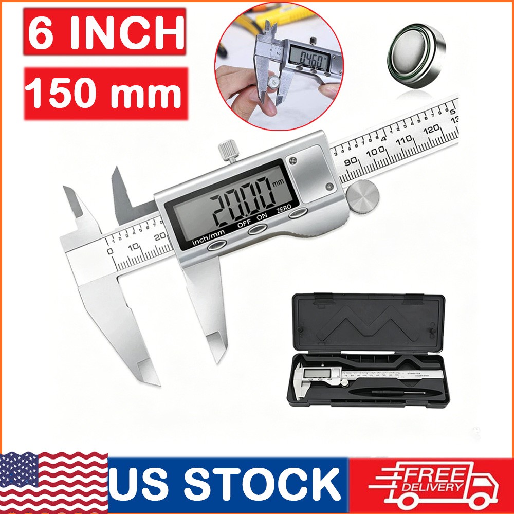 6" 150mm Digital Caliper Micrometer LCD Gauge Vernier Electronic Measuring Tool