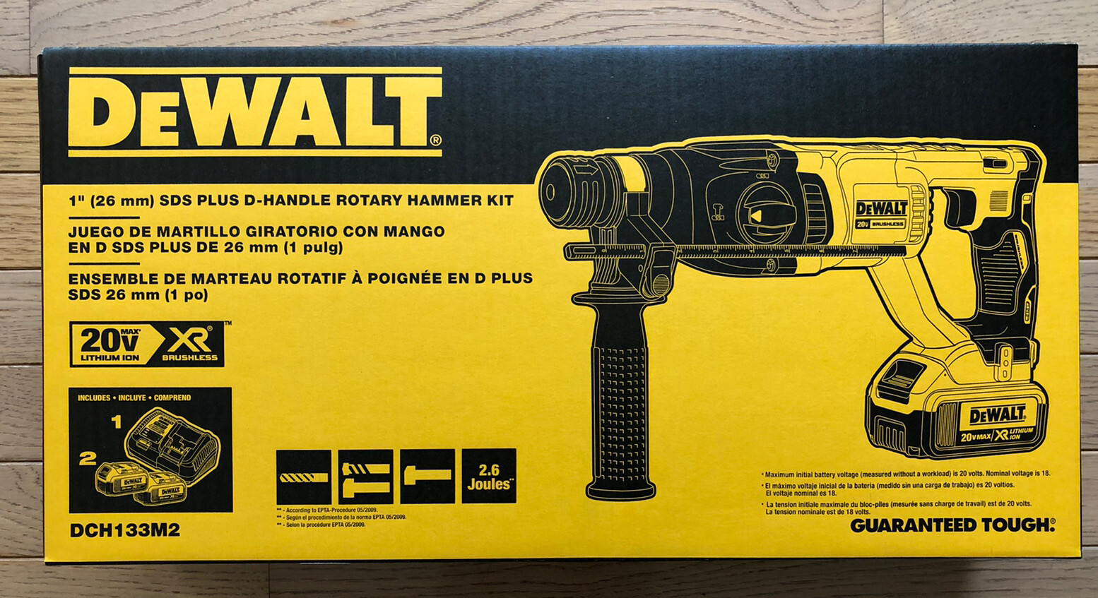 DEWALT DCH133M2 SDS PLUS D-HANDLE BRUSHLESS ROTARY HAMMER KIT w/2 4Ah BATTERIES!