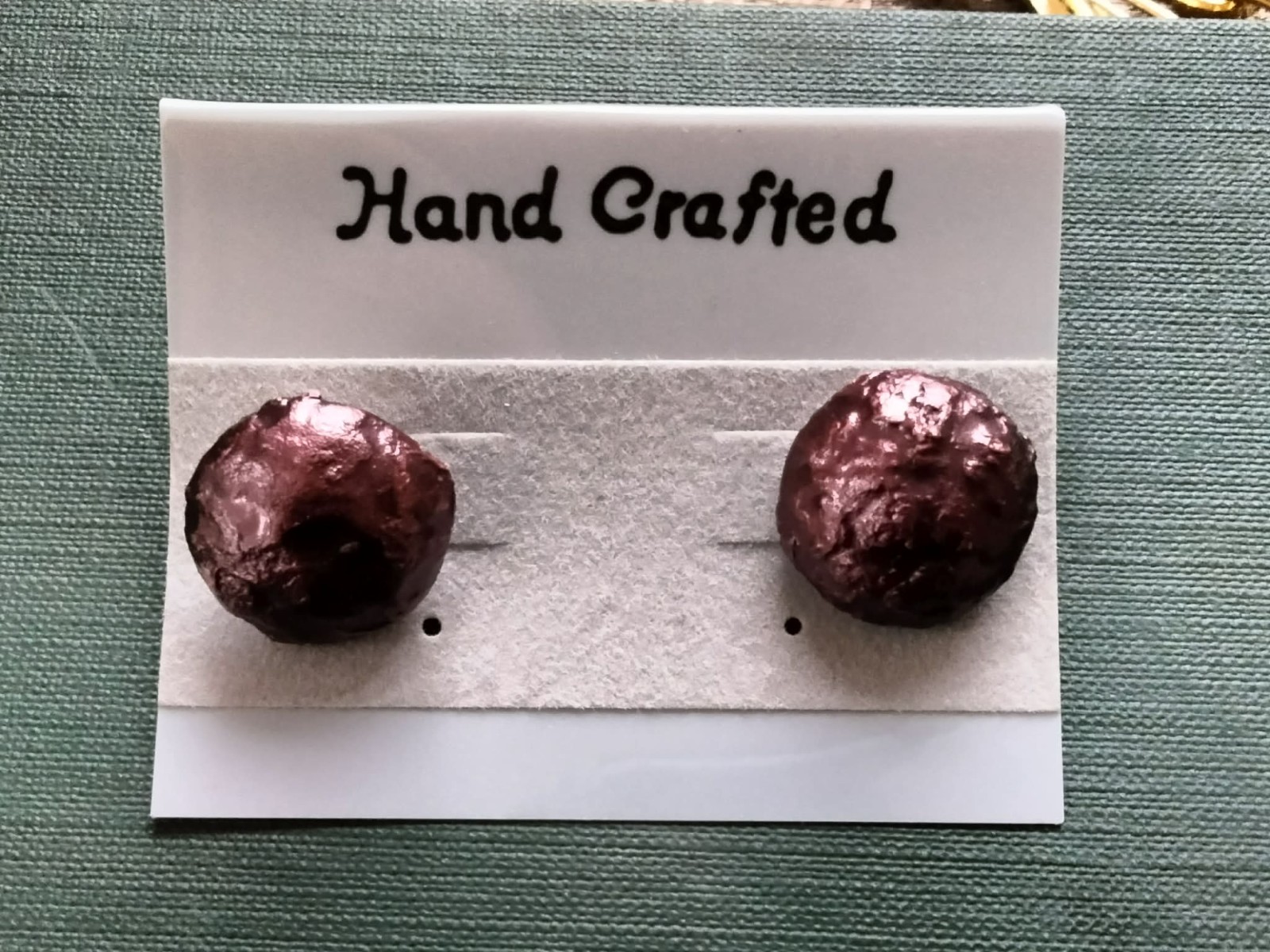 Handcrafted Clip on, Bronze Round Earrings, Italy