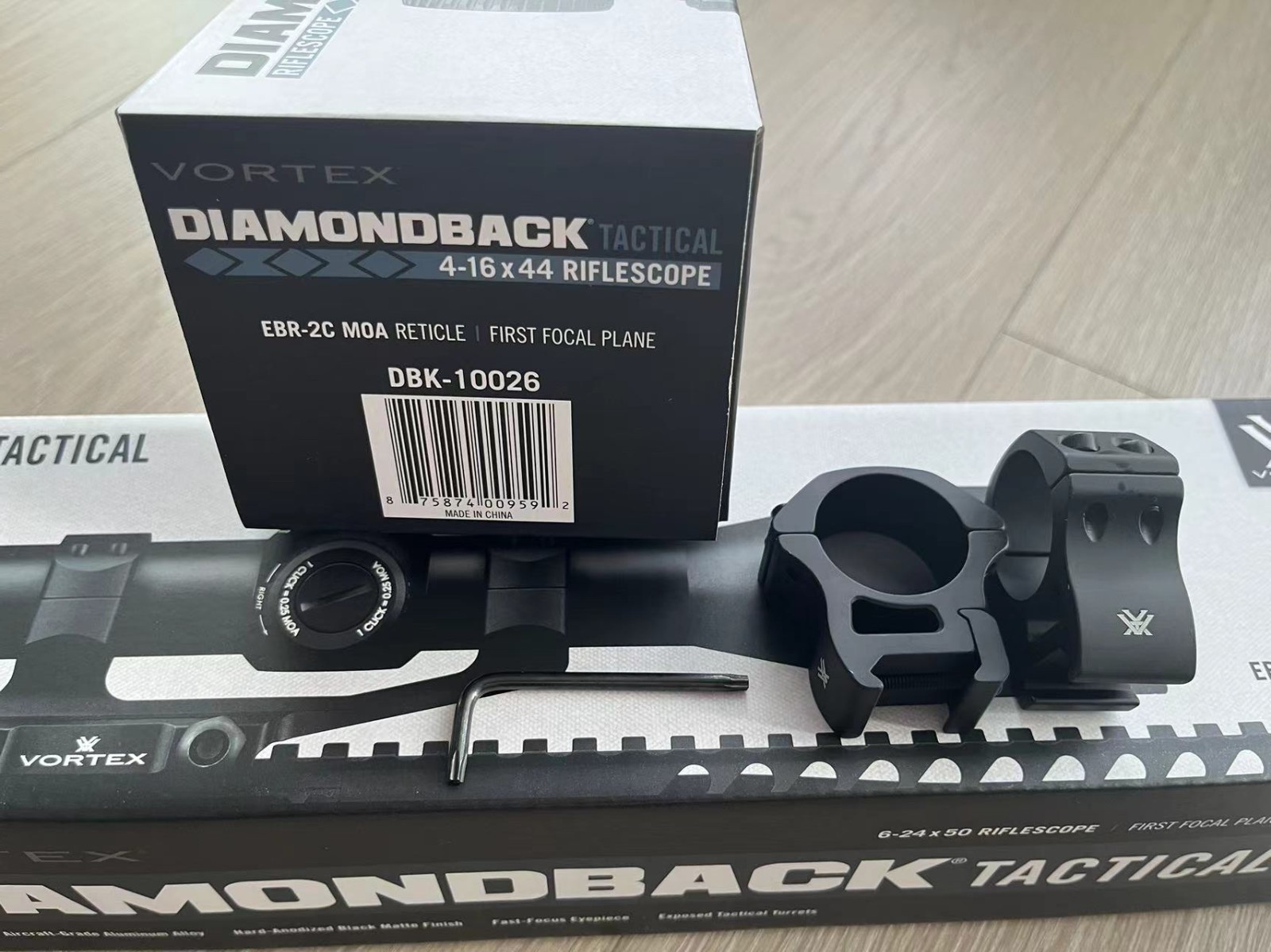 Vortex 4-16x44FFP EBR-2C MOA Reticle Rifle Scope With PR30-H Rings DBK- 10026