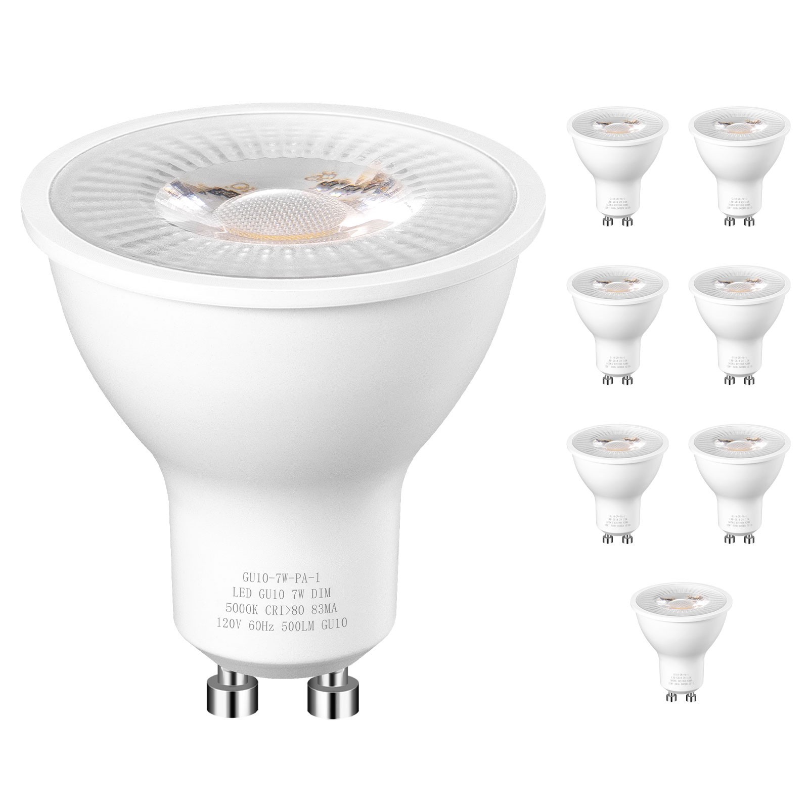 DEWENWILS Dimmable GU10 LED Bulb 8-Pack 7W 5000K Daylight 500LM High CRI