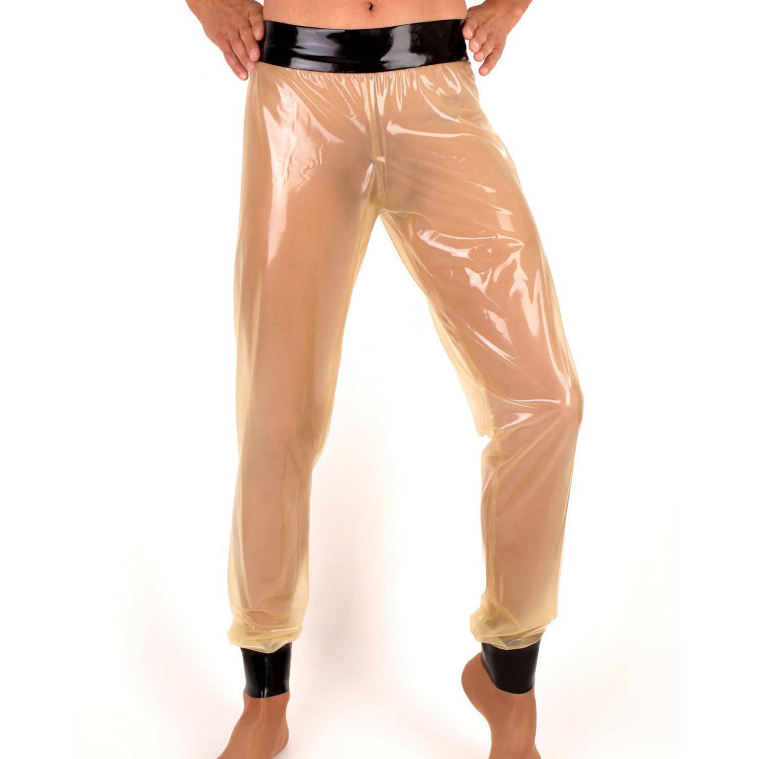 Clear Latex Trousers Mens Rubber Casual Pants Underpants Fetish Clubwear 0.4mm