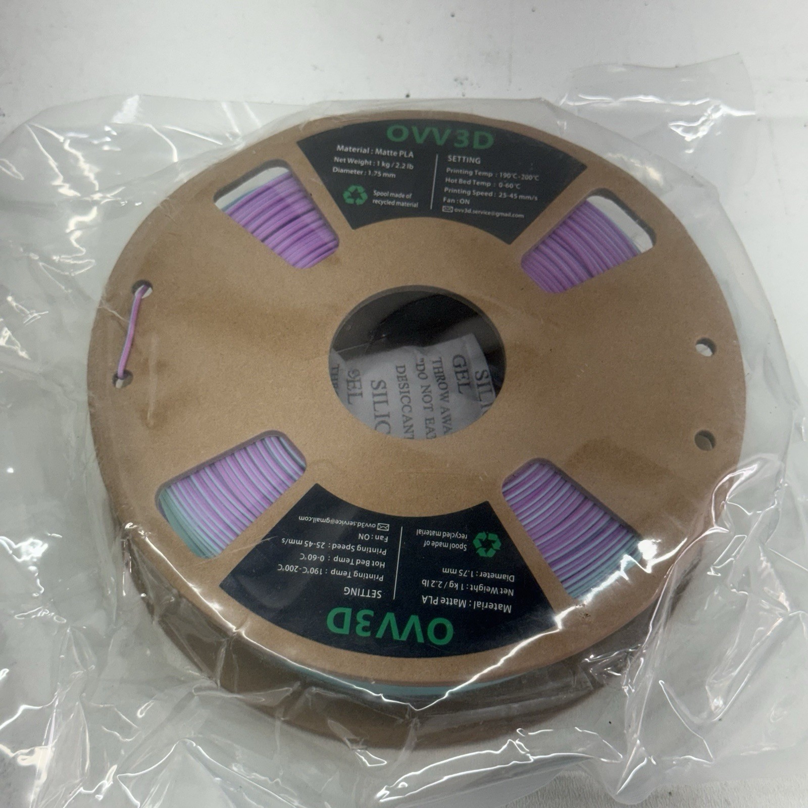 NEW - OVV3D Matte PLA 1.75mm 1kg Two-Tone Blue/Purple Filament