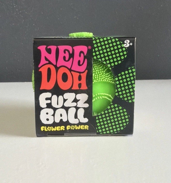 Green Needoh Fuzz Ball Flower Power Nee Doh Squish Stress Ball Velvet Squeeze