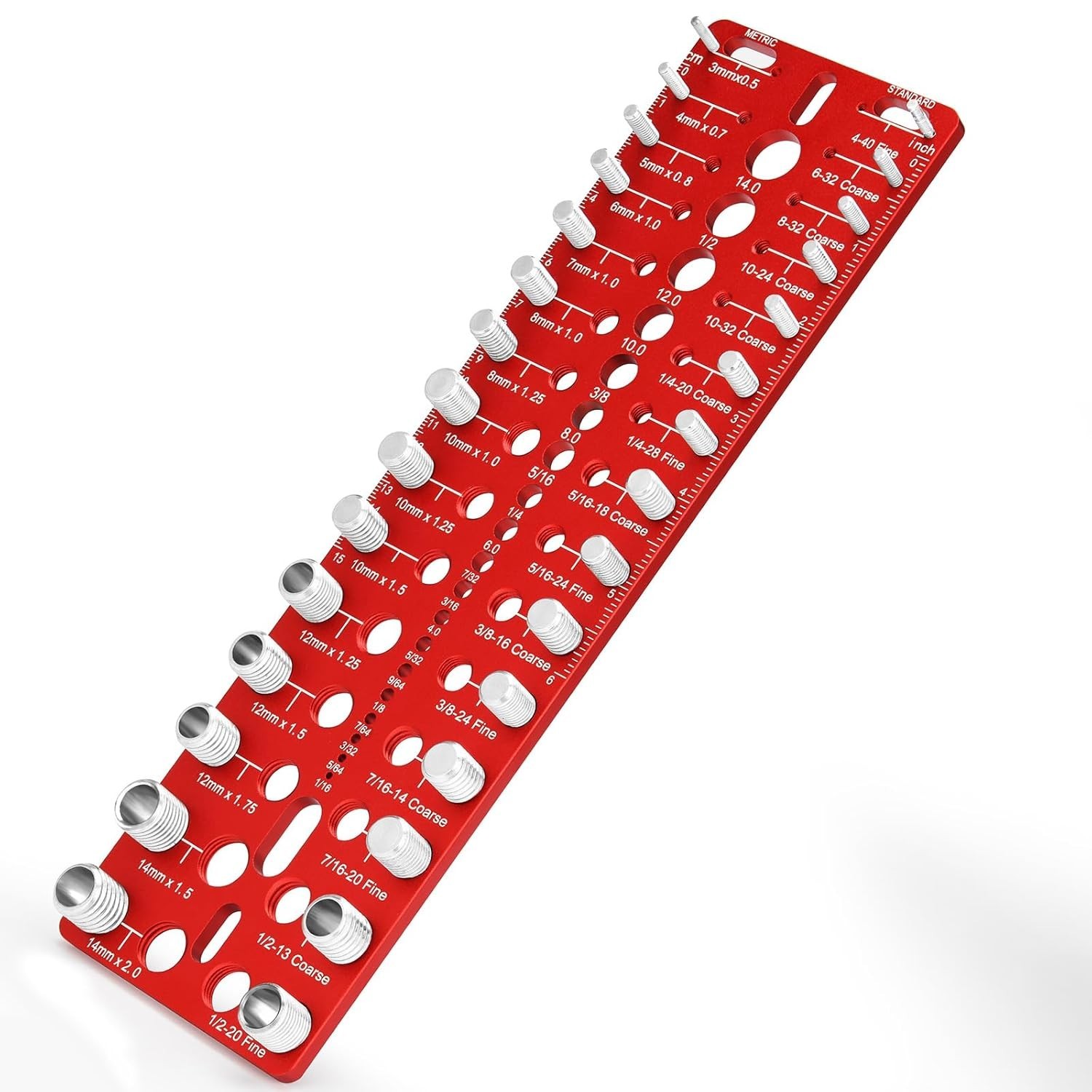 Thread Checker Bolt Nut Gauge SAE Metric Drill Bit Measurement Tool