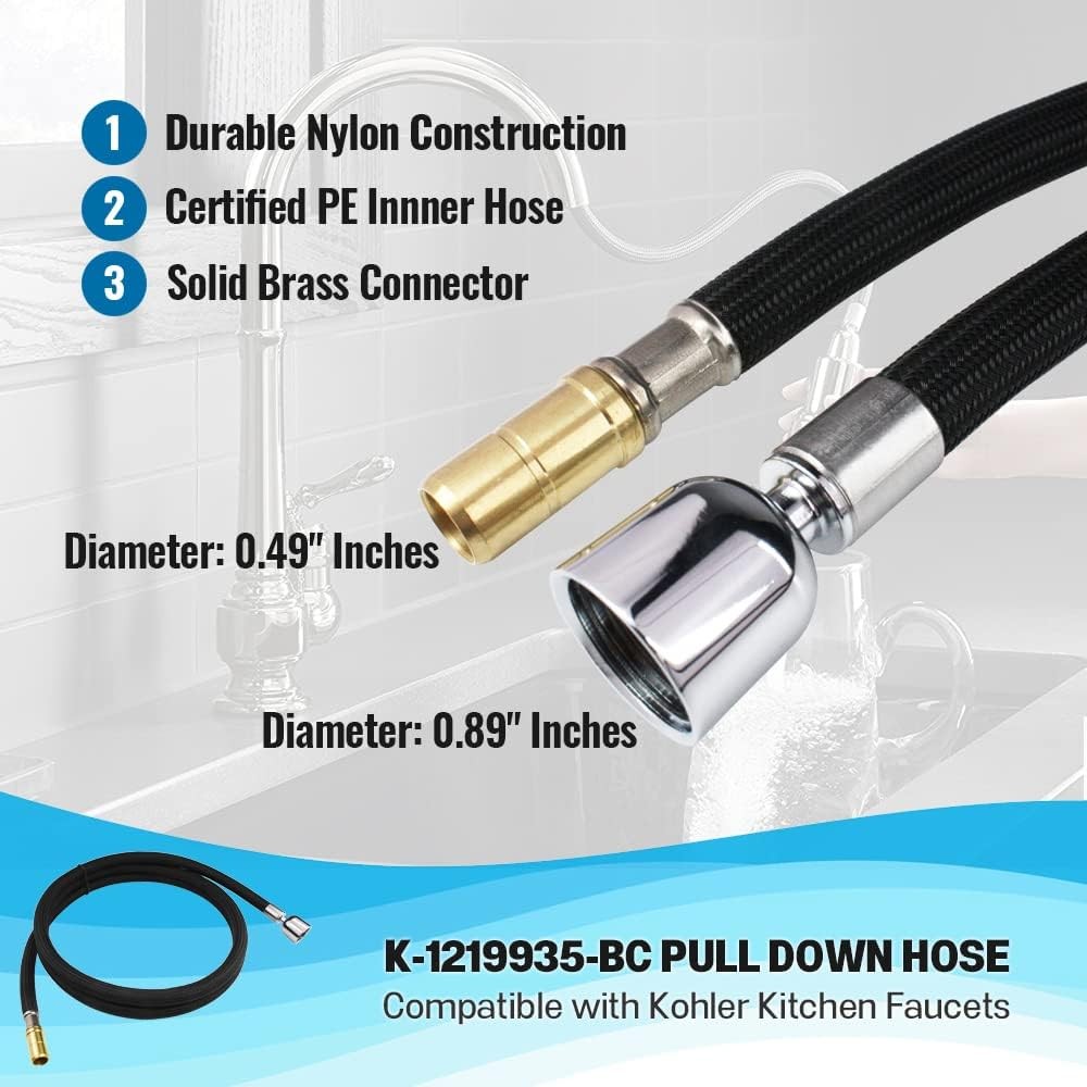 67" Inches Pull Down Hose, Bright Chrome Finish