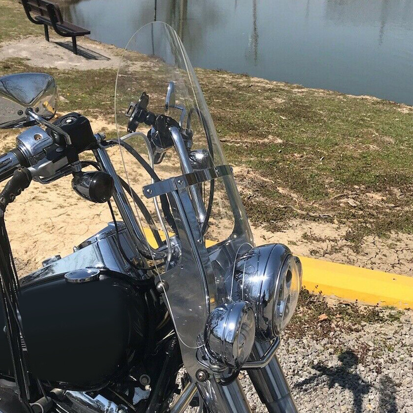 26''X23'' Detachable Windshield For Harley Heritage Softail Fat Boy Clear 00-17