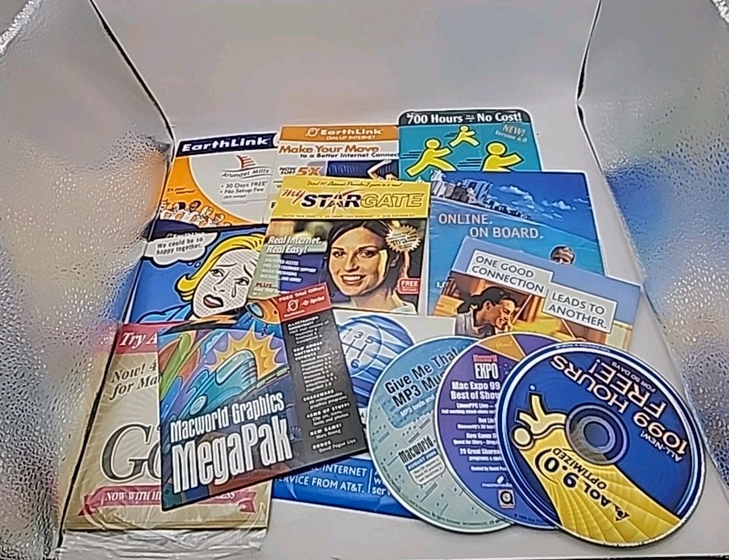 Lot of 12 America Online Collectible CDs & Internet Companies Earth Link At&t +