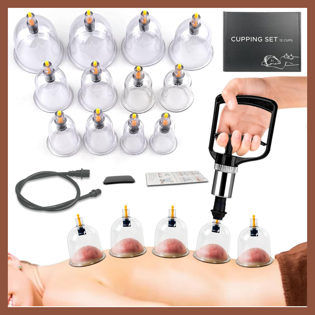 Cupping Therapy Massage Kit w Pump 12 Cups for Cellulite Muscle
