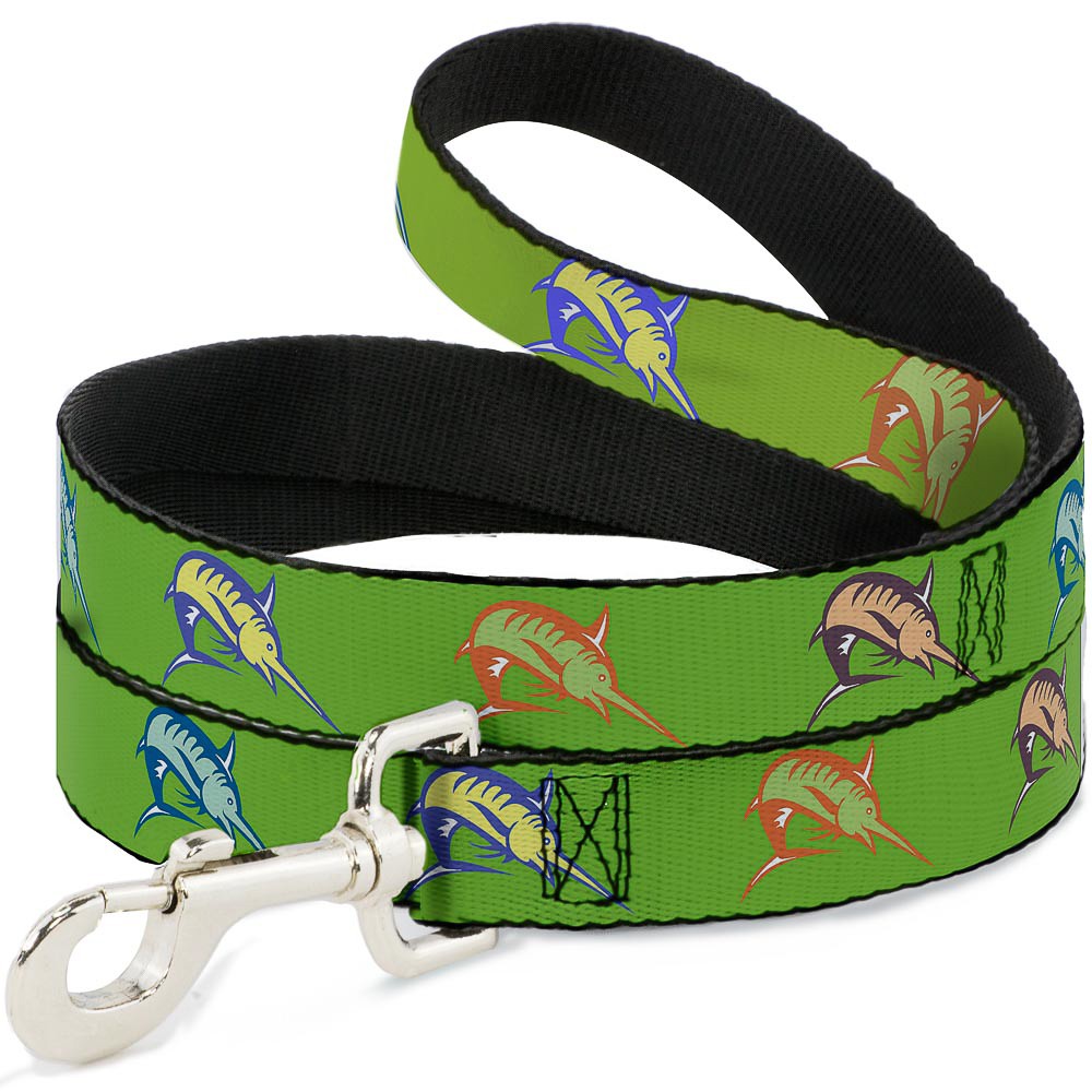 Dog Leash 6-FEET Marlin Green/Multi Color NARROW 0.5"