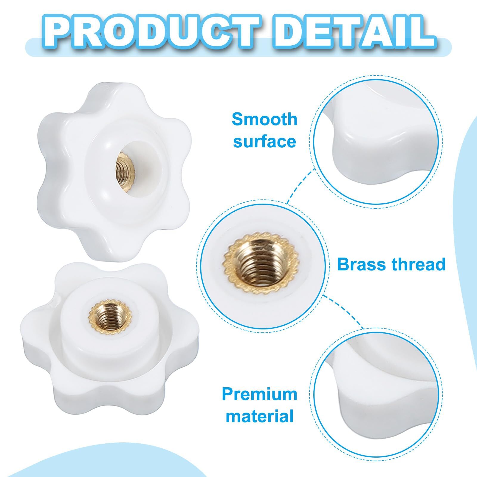 M5 x 32mm Through Hole Knob Nut Screw 4 Pcs Brass Screw-On Female Thread Knob...