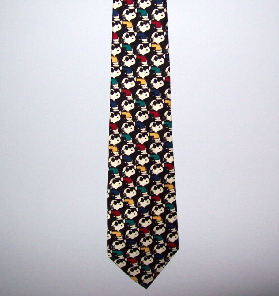 Peanuts SNOOPY & FRIENDS Totally Cool Silk 57" Black Neck Tie made USA #430