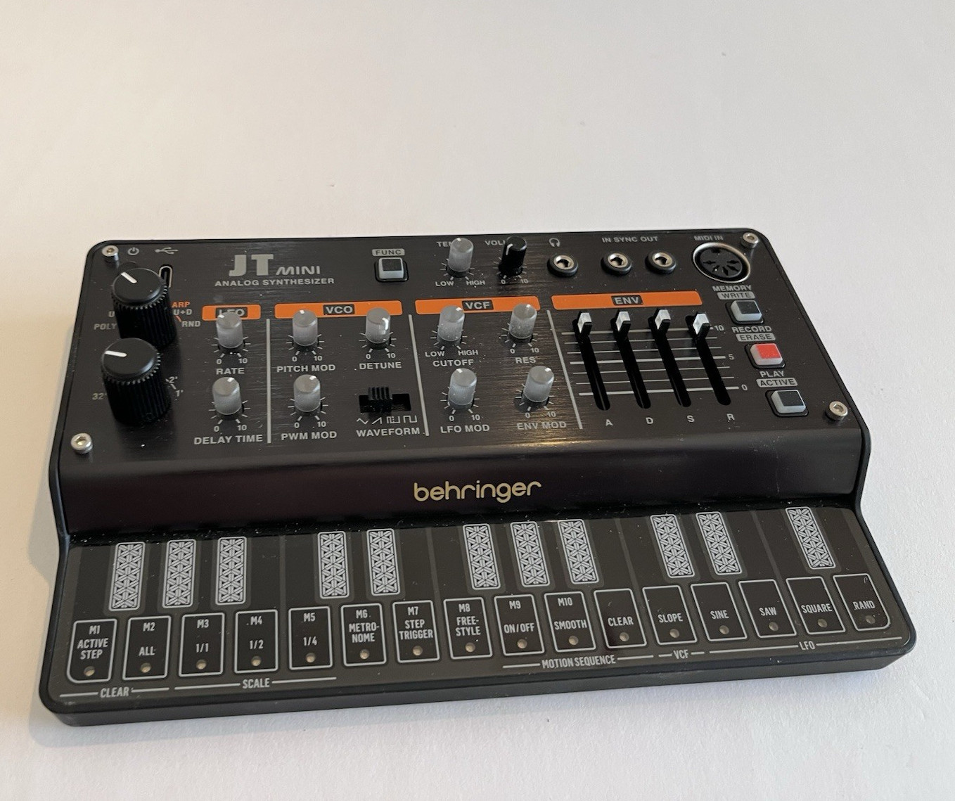 Behringer JT MINI Analog 27 Key Synth, w/Arp, Motion Sequencing, MIDI DIN, Sync