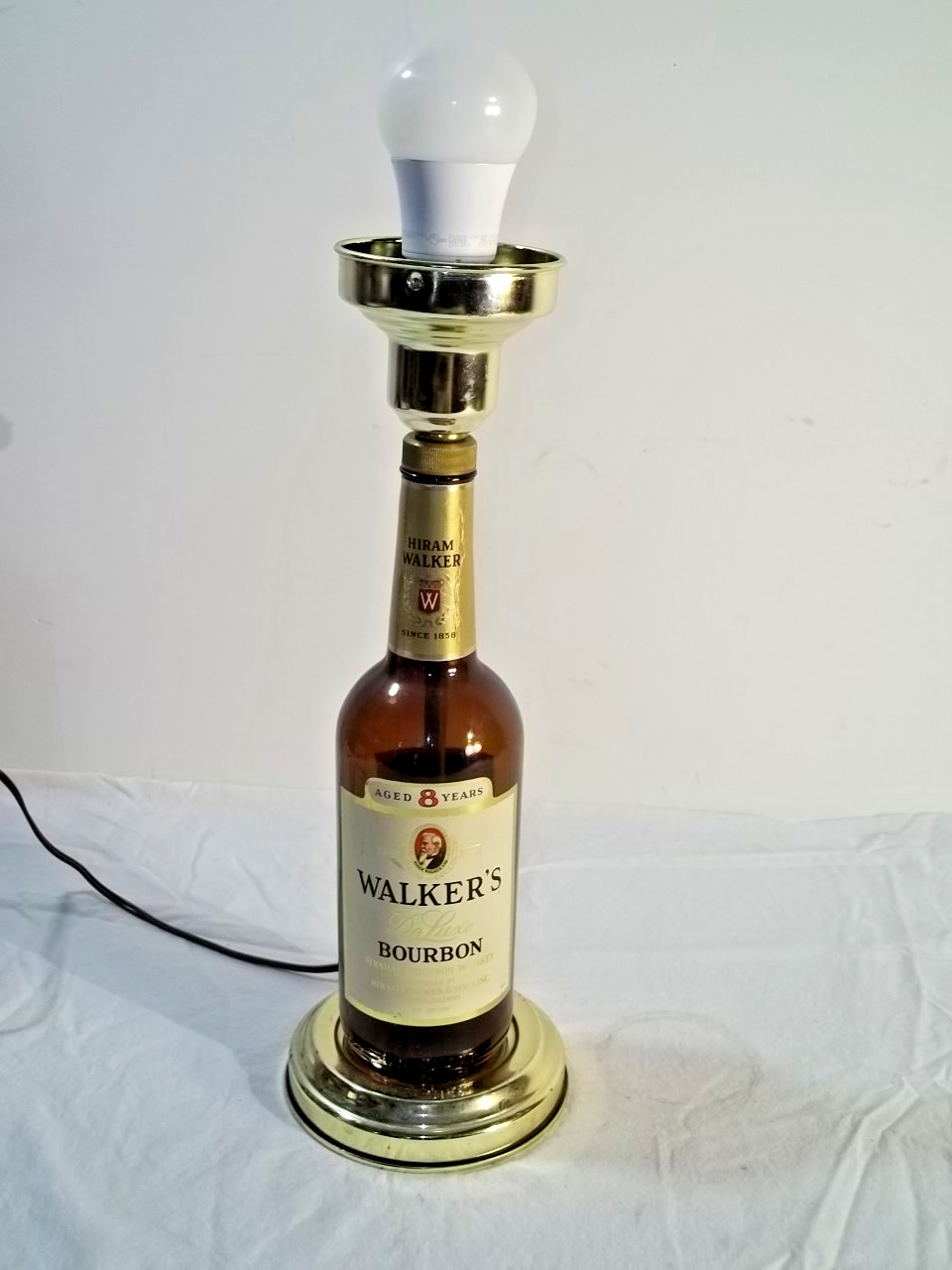 Vintage Hiram Walker Bourbon Bottle Bar Table Lamp