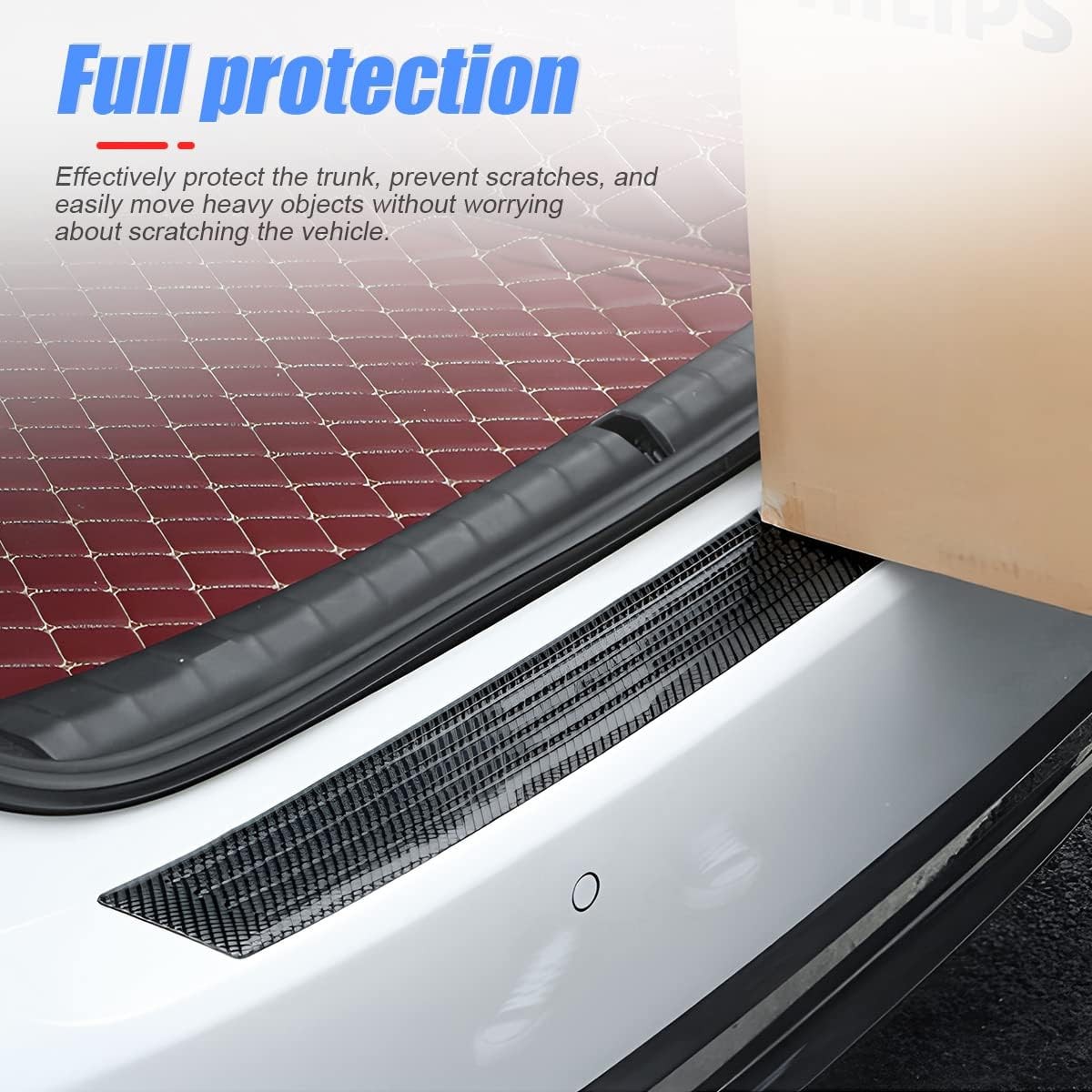 41" Carbon Fiber Car Bumper Protector Anti-Scratch Self-Adhesive Universal Strip