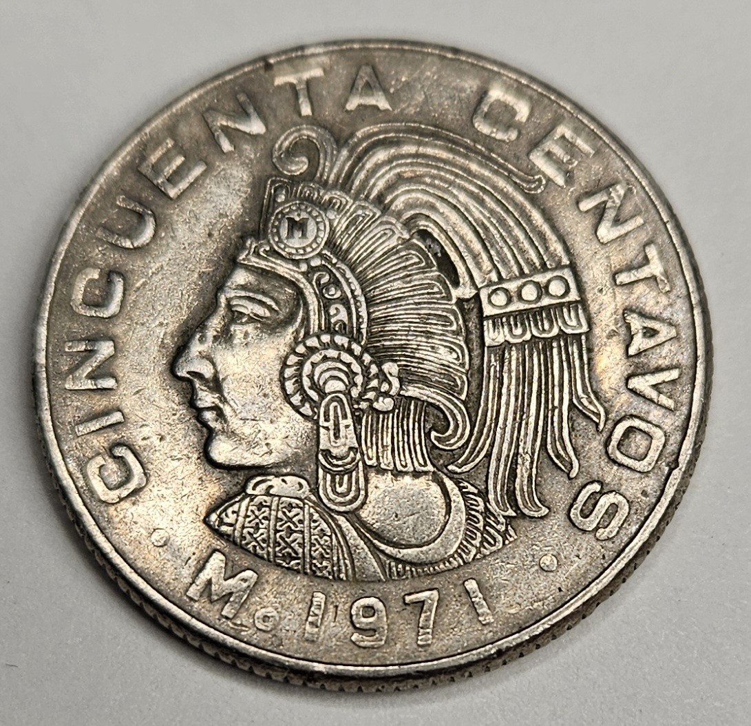 1971 Mexico Cincuenta 50 Centavos - Mexican Copper Nickel World Coin - L3