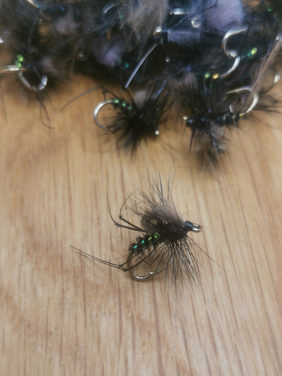 Black CDC Hopper. Fly Fishing. Size 12. Pack Of Six.