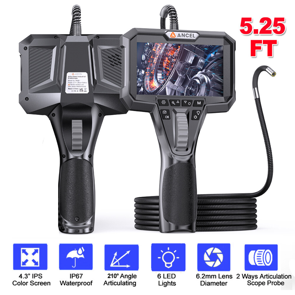 ANCEL AN301 6 2MM Endoscope Camera with 4 3 IPS Screen and 6 LED Lights 5FT