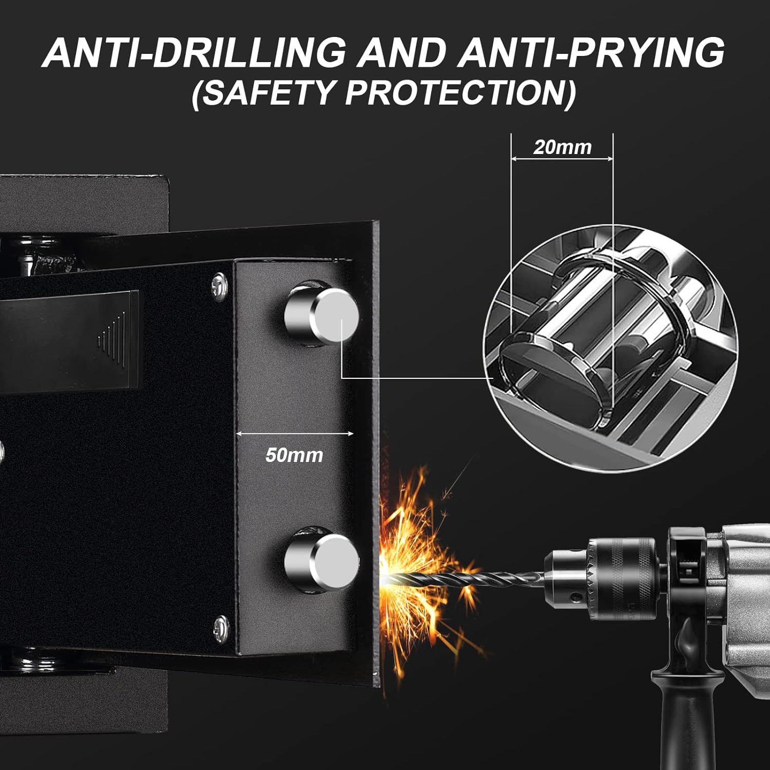 Fireproof Safe Box 0.4 Cuft Electronic Digital Security Box, Keypad Small Lock