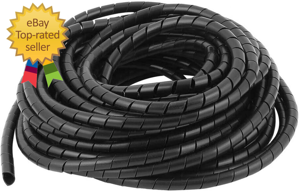 Spiral Cable Wrap 20 Ft 1/2" Spiral Wire Wrap Cord Covers Bundle Sleeve