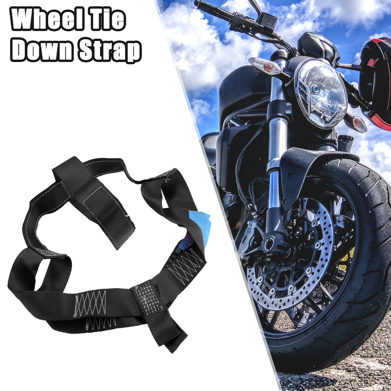 1 Pcs Rear Wheel Transport Tie Down Strap Motorcycle Universal Nylon Black