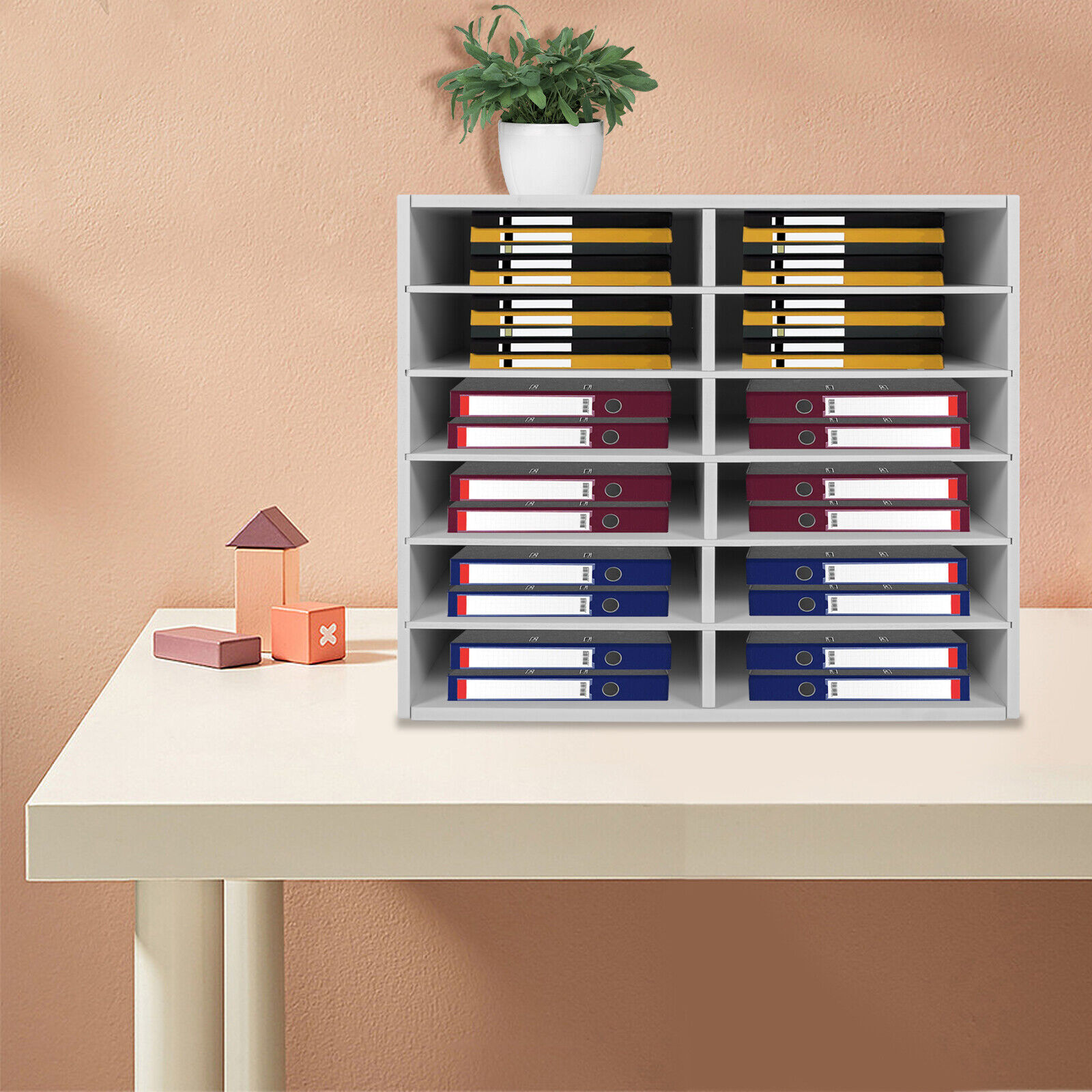12Compartments Literature Organizer File Sorter Mail Center Holder Paper Cabinet