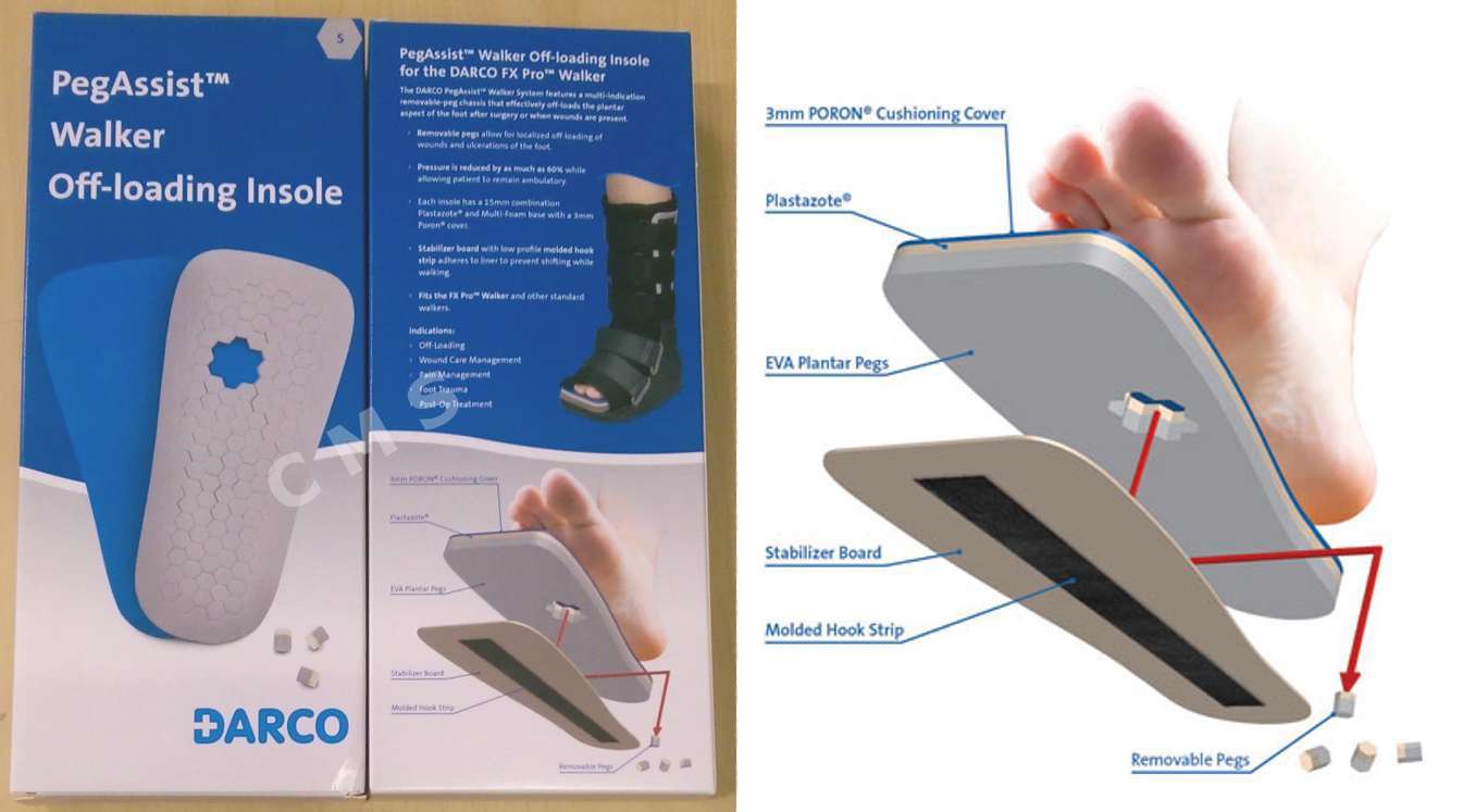 DARCO PegAssist PW Walker Off-Loading Insole System For All Walkers Peg Assist
