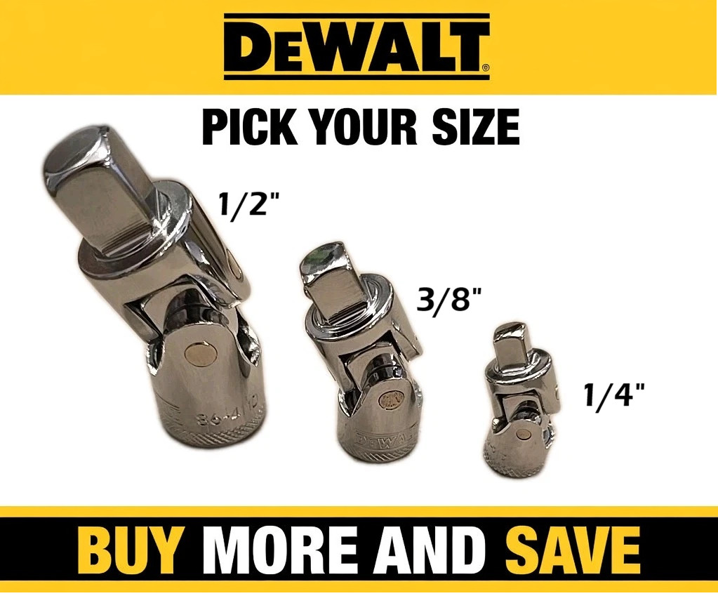 DEWALT Swivel / Universal Joint 1/4" 3/8" 1/2" Drive Chrome Pick Your Size