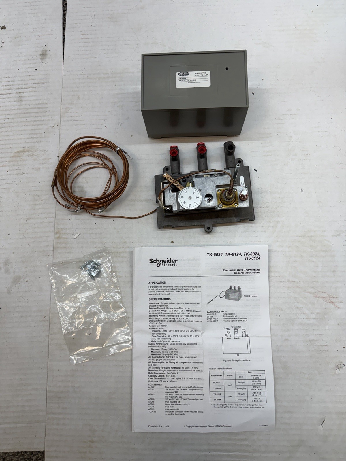 Schneider Electric TK-8124 Pneumatic Bulb Thermostat