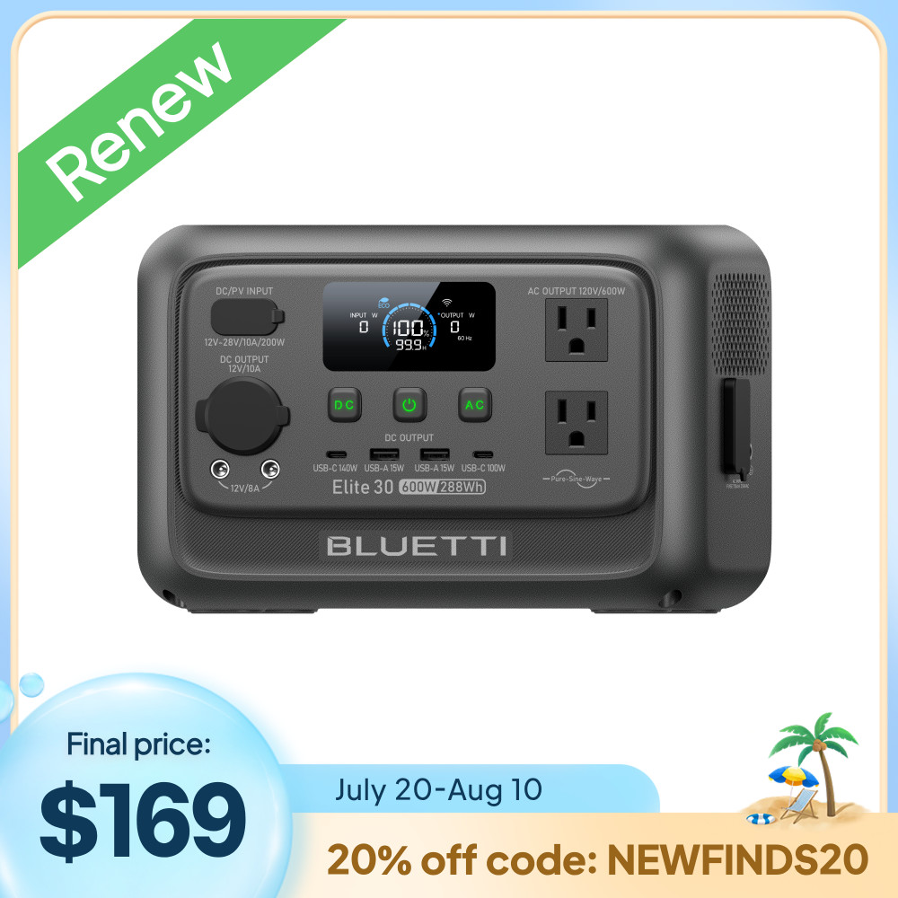 BLUETTI Elite 30 V2 288Wh 600W Portable Power Station Generator for Camping Trip