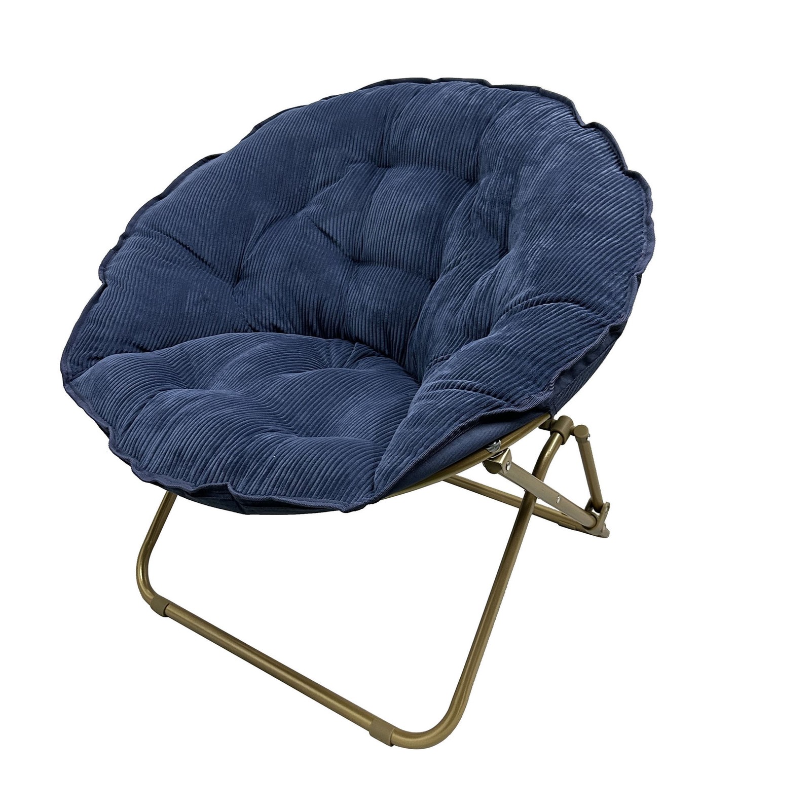 Corduroy Saucer Chair for Kids and Teens with Gold Legs, Washed Indigo