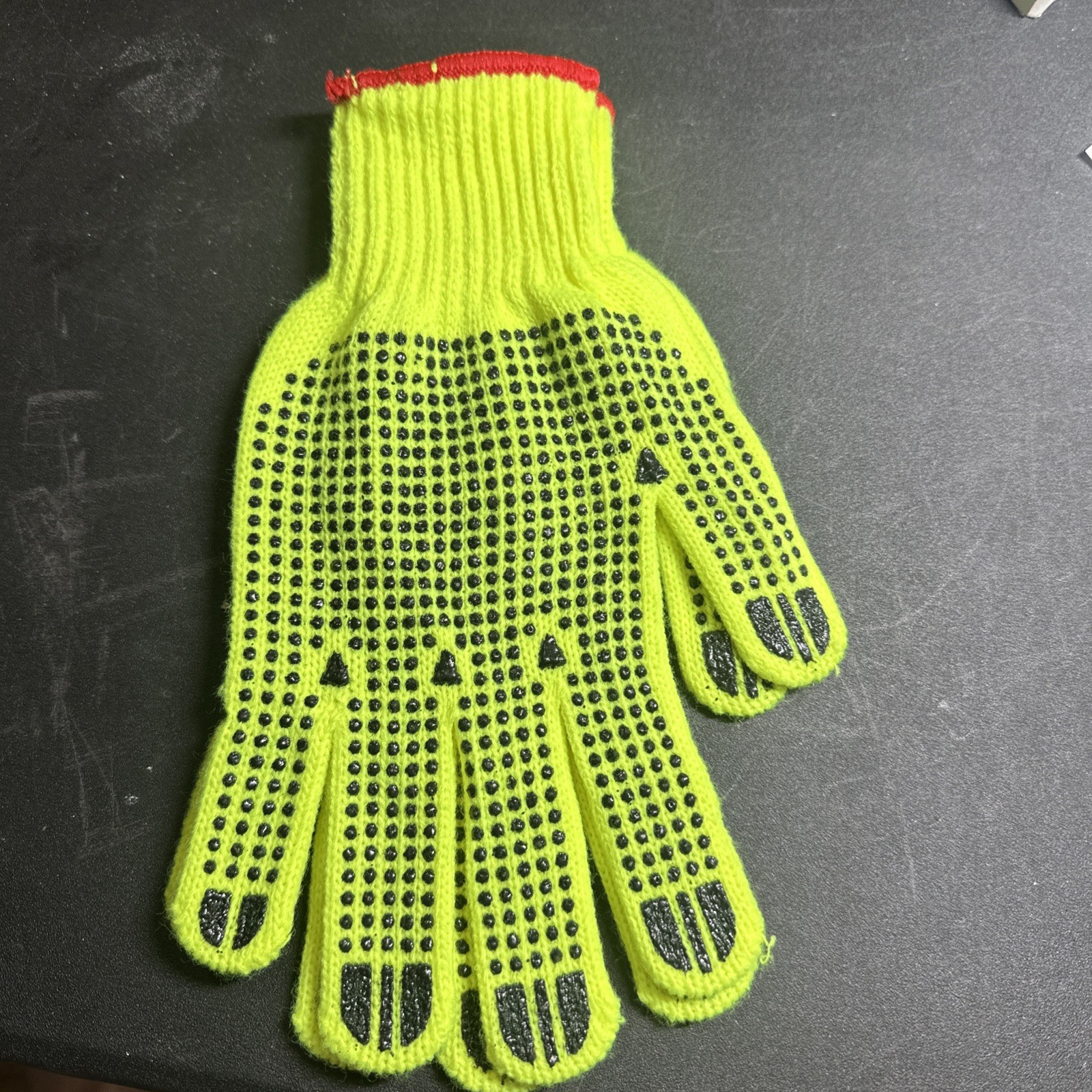 Safety Gloves Neon Yellow Non-Slip Dotted Work Gloves S21:  Size Small