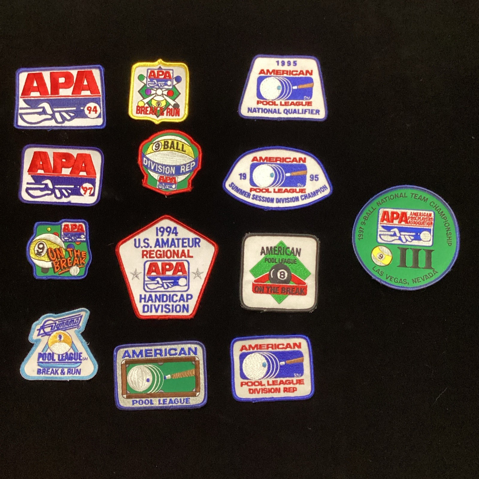 13 Camel Pool League & American Pool Players Patches Vintage! Free Shipping