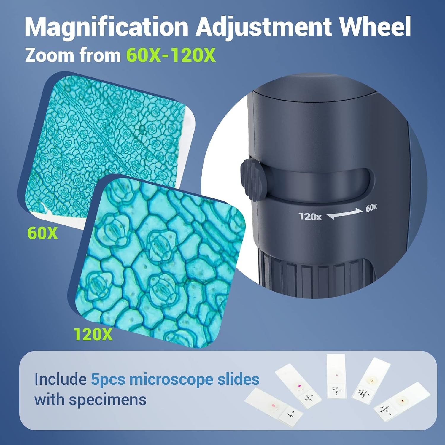 Kids' Pocket Microscope Set with LED Light & Specimen Slides