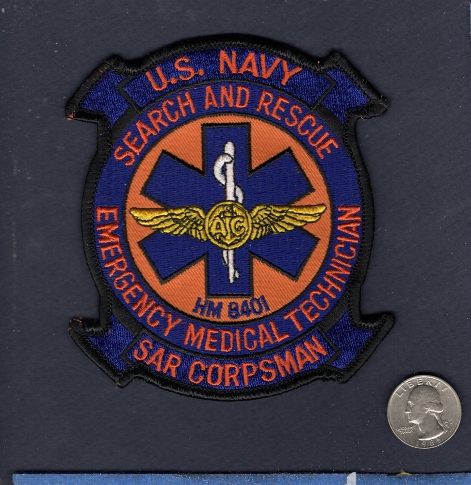 SAR CORPSMAN EMT Search & Rescue Swimmer US Navy Crew Squadron Patch