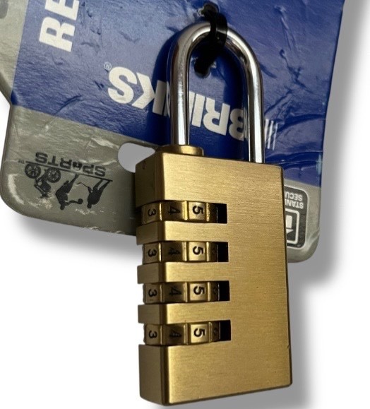 Padlock BRINKS Solid Brass 4-Dial Resettable Padlock Chrome Plated Combination