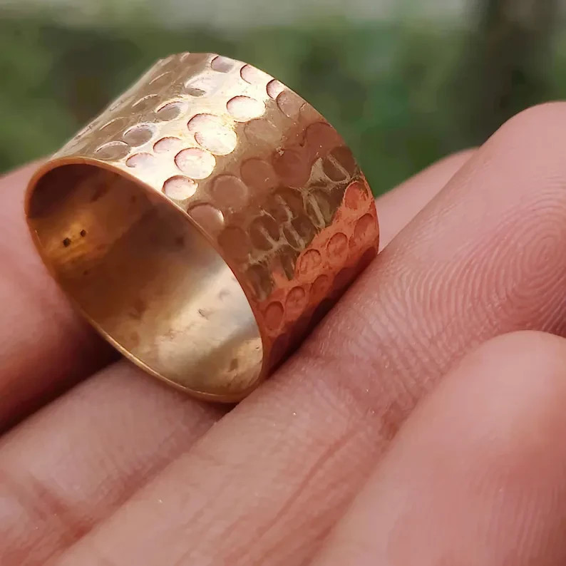 100% Pure Copper Band Ring, Solid Copper Ring, Hammered Copper Band Rin All Size